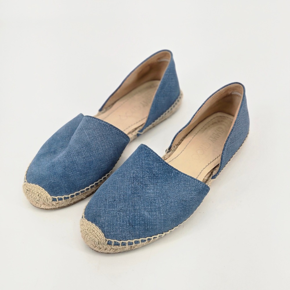 Jimmy Choo Dreya Denim d'Orsay Espadrille Flats Women's Size 38.5 US 8 Spain
